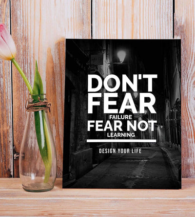 Don't Fear Failure-Fear Not Learning Motivational Quotes Wall Art -8 x 10" Typographic Poster Print-Ready to Frame. Inspirational Home-Office-School-Gym-Locker Room Decor. Great Gift of Motivation!