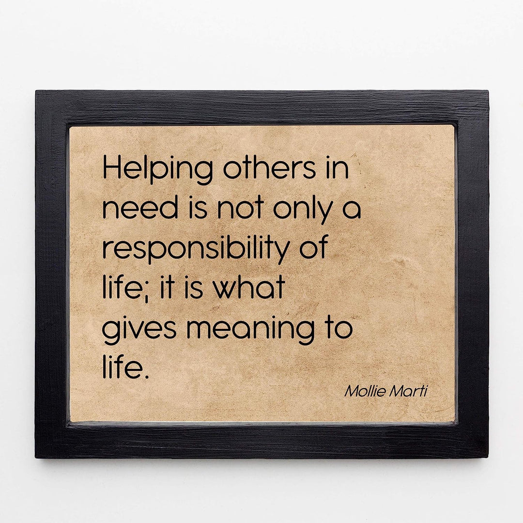 Helping Others In Need-Gives Meaning To Life Inspirational Quotes Wall Art -10x8" Distressed Typographic Poster Print-Ready to Frame. Positive Home-Office-Classroom-Christian Decor! Great Reminder!