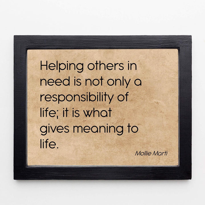 Helping Others In Need-Gives Meaning To Life Inspirational Quotes Wall Art -10x8" Distressed Typographic Poster Print-Ready to Frame. Positive Home-Office-Classroom-Christian Decor! Great Reminder!