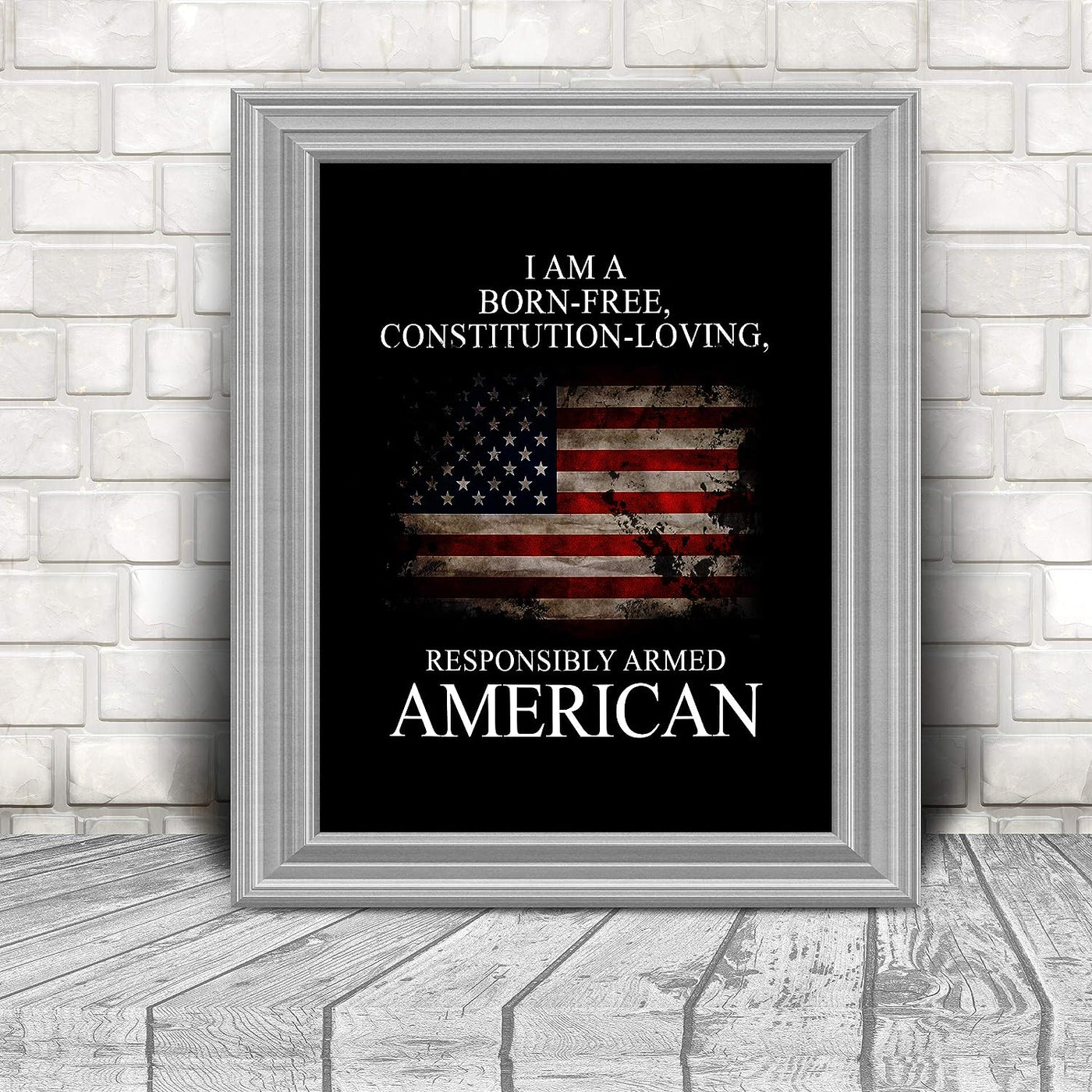 I Am A Born-Free, Responsibly Armed American-Patriotic Quotes Wall Art- 8 x 10" Pro-American Poster Print-Ready To Frame. Perfect Home-Office-Garage-Bar-Cave Decor. Display Your American Pride!