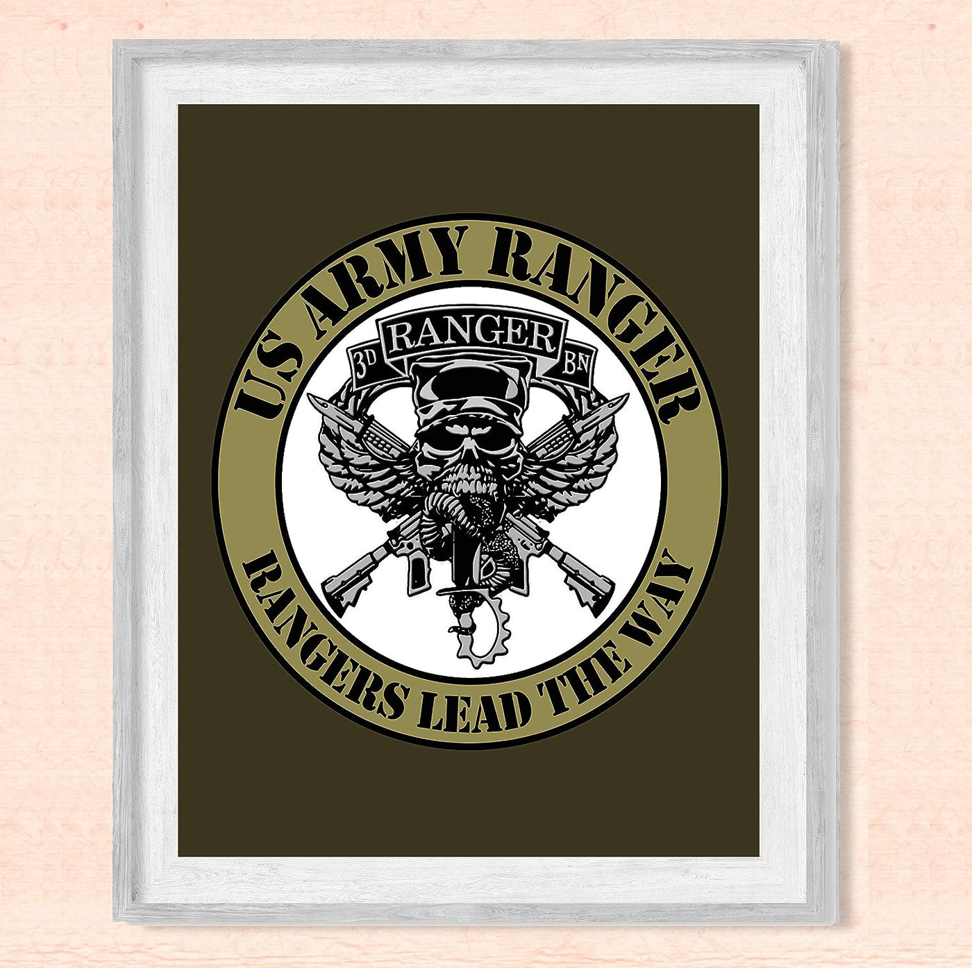 United States Army Ranger"Rangers Lead the Way" Logo -8 x 10"-Military Wall Art Print-Ready to Frame. Patriotic Home-Office-Cave Decor. Great Gift for All Who Served! Display Your Pride-Go Army!