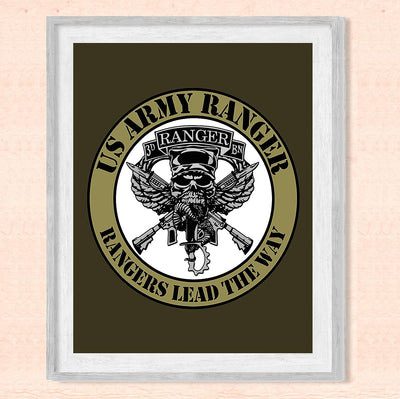 United States Army Ranger"Rangers Lead the Way" Logo -8 x 10"-Military Wall Art Print-Ready to Frame. Patriotic Home-Office-Cave Decor. Great Gift for All Who Served! Display Your Pride-Go Army!