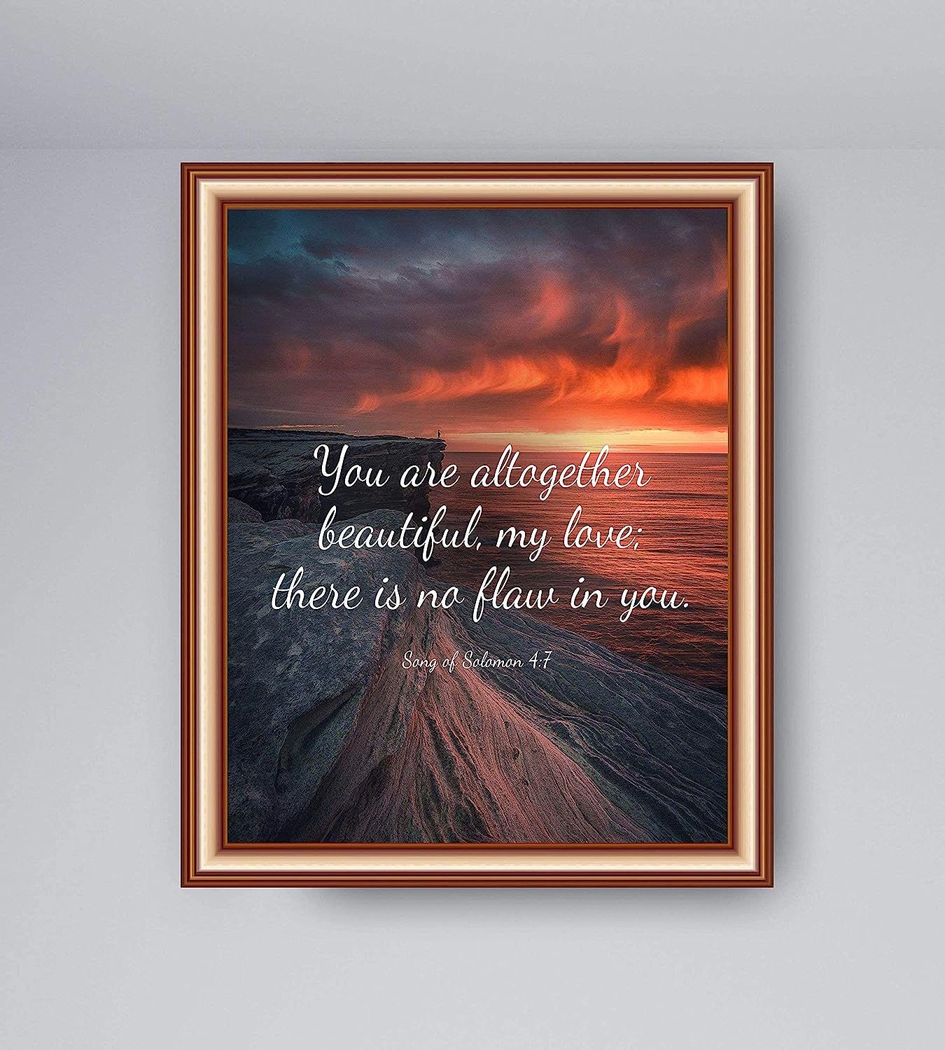 You Are Altogether Beautiful- Song of Solomon 4:7- Bible Verse Wall Print-8x10"- Sunset Scripture Wall Art-Ready to Frame. Home-Office-Bedroom Decor. Great Christian Gift for Ladies-Young & Old.