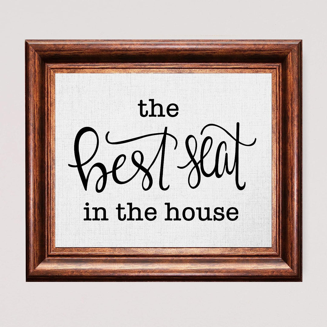 The Best Seat in the House Funny Bathroom Wall Art -10 x 8" Typographic Shabby Chic Poster Print-Ready to Frame. Humorous Home-Guest Bathroom-Farmhouse Decor. Perfect Country Sign for the Restroom!
