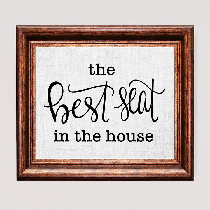 The Best Seat in the House Funny Bathroom Wall Art -10 x 8" Typographic Shabby Chic Poster Print-Ready to Frame. Humorous Home-Guest Bathroom-Farmhouse Decor. Perfect Country Sign for the Restroom!