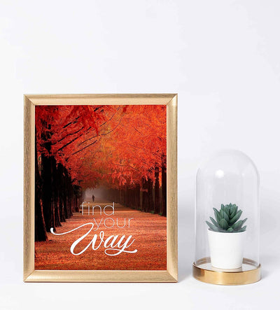 Find Your Way Inspirational Quotes Wall Art-8 x 10" Motivational Typographic Poster Print w/Tree-Lined Autumn Landscape-Ready to Frame. Beautiful Fall Scenery for Home-Office-School D?cor!