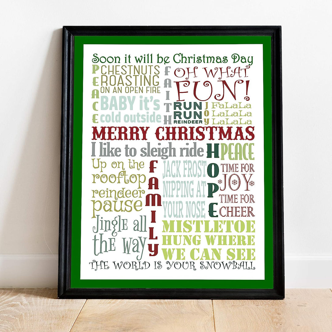 Soon It Will Be Christmas Day Christmas Songs Wall Art -11 x 14" Holiday Music Poster Print -Ready to Frame. Typographic Sign for Home-Welcome-Kitchen-Farmhouse Decor. Display Your Holiday Joy!