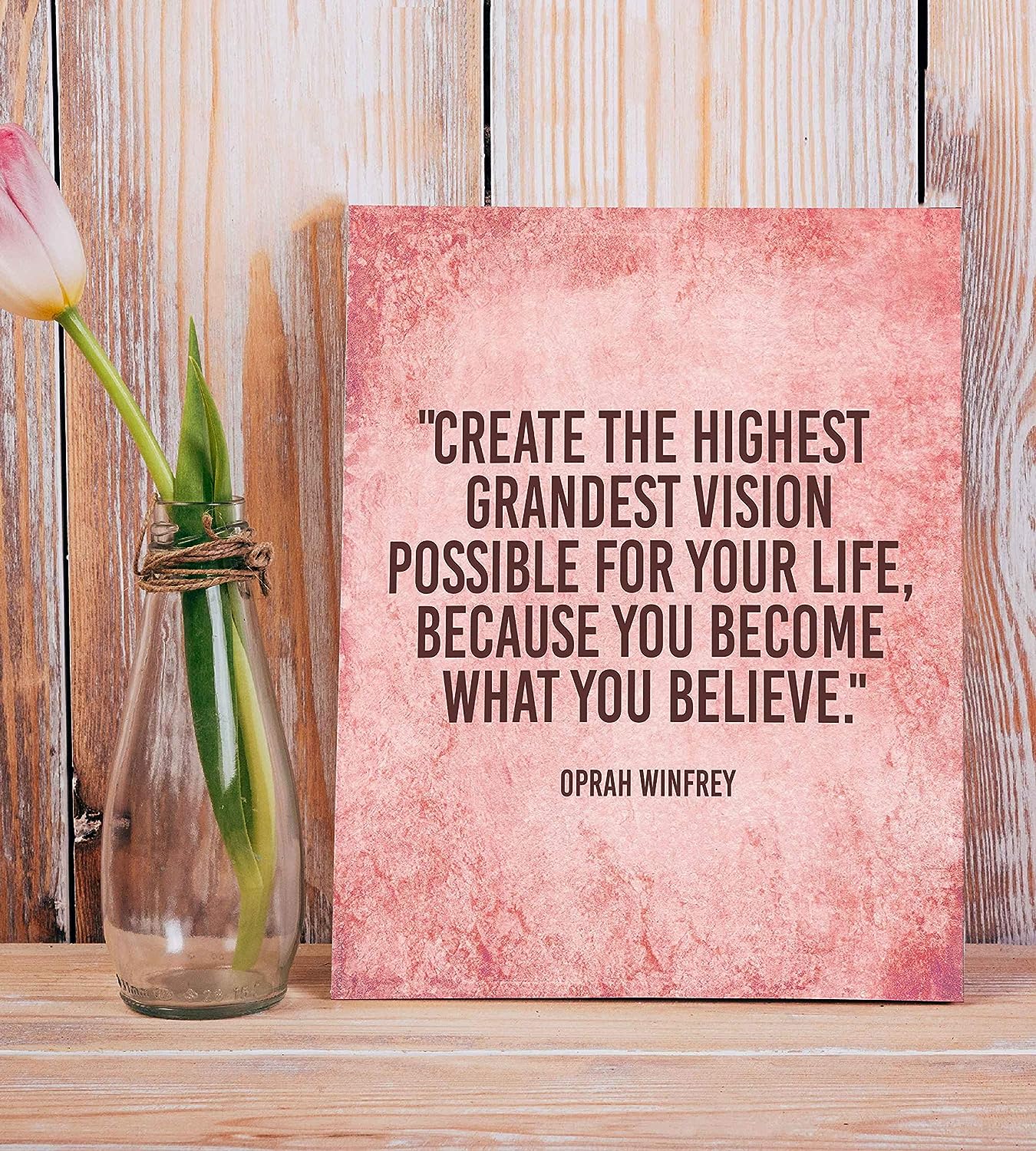 Oprah Winfrey Quotes-"Create Grandest Vision-Become What You Believe" Inspirational Wall Art Print-8 x 10" Modern Poster Print-Ready to Frame. Home-Office-School Decor. Great Gift of Motivation!