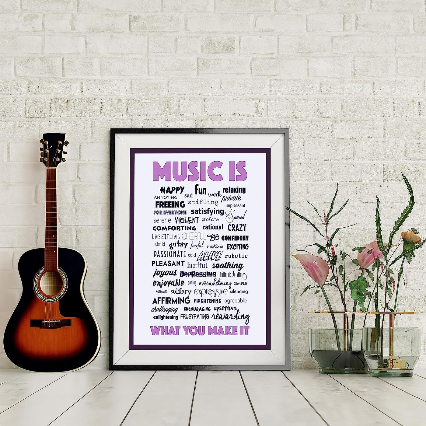 Music Is What You Make It-Inspirational Word Art Wall Sign-11 x 14" Motivational Poster Print-Ready to Frame. Perfect Home-Office-Studio-Dorm-Classroom Decor. Great Gift for All Music Fans!