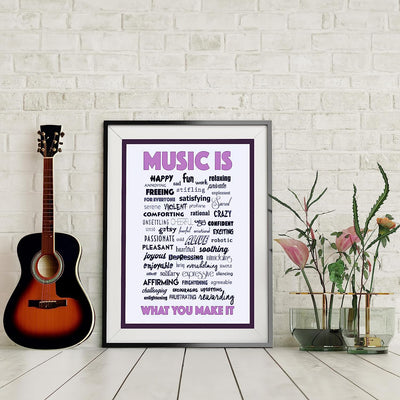 Music Is What You Make It-Inspirational Word Art Wall Sign-11 x 14" Motivational Poster Print-Ready to Frame. Perfect Home-Office-Studio-Dorm-Classroom Decor. Great Gift for All Music Fans!