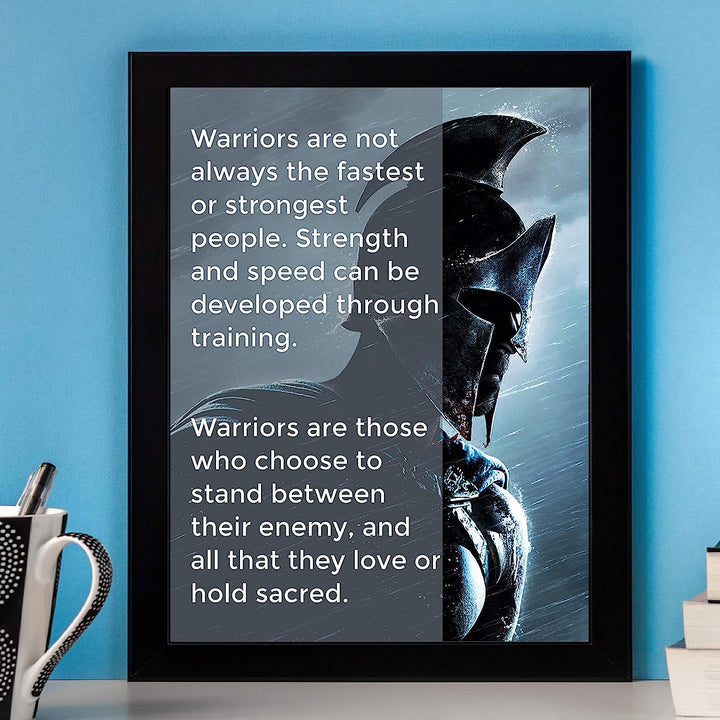 Warriors Stand Between Their Enemy &amp; All They Love Inspirational Quotes Wall Art -8 x 10" Fierce Motivational Wall Print-Ready to Frame. Home-Office-Studio-Dorm Decor. Perfect Gift of Motivation!