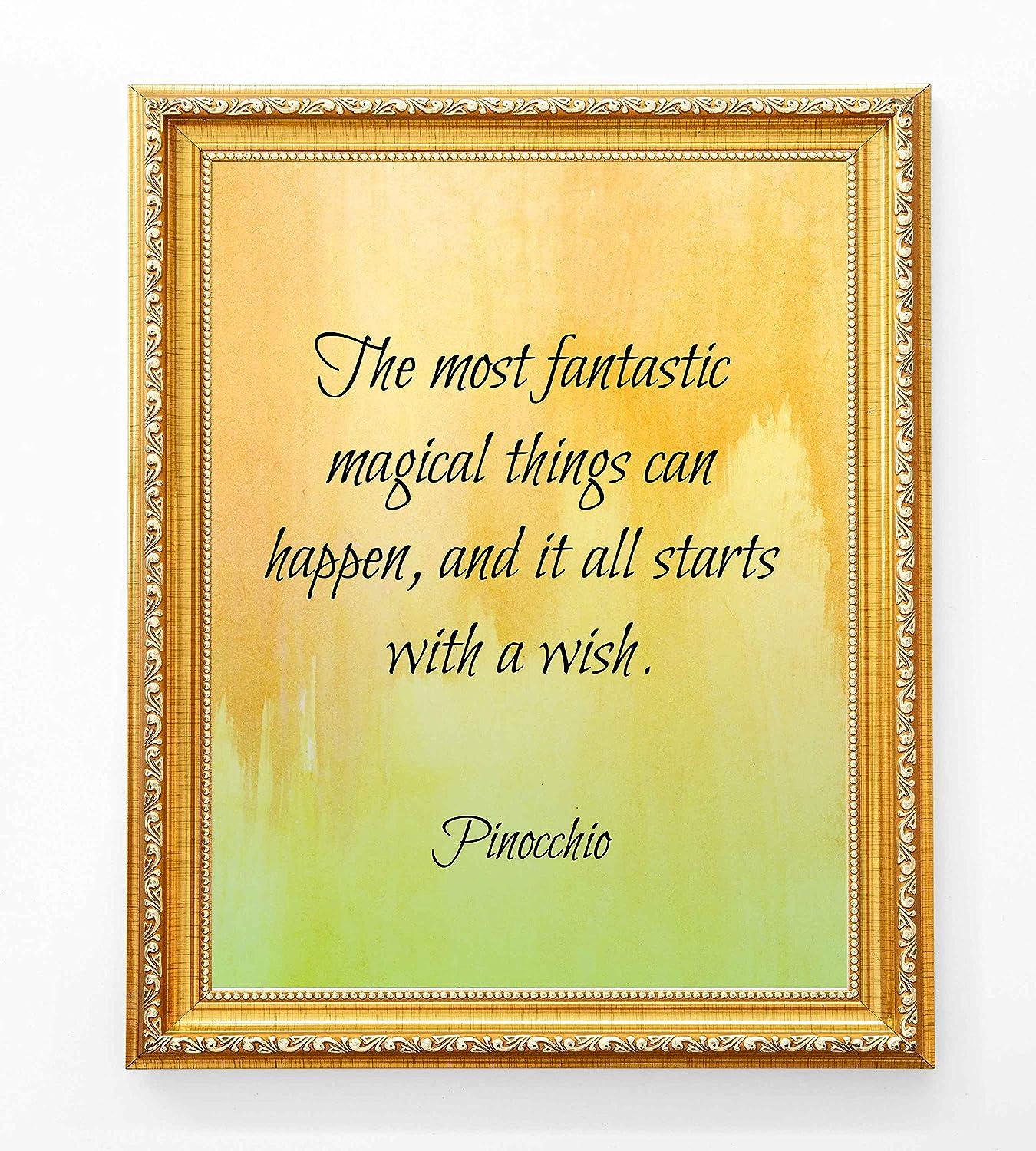 Magical Things Can Happen-All Starts With A Wish -Pinocchio Quotes Wall Art-8 x 10" Inspirational Typographic Print-Ready to Frame. Home-Office-Studio-Nursery-School Decor. Great for Disney Fans!