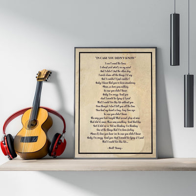 Brett Young-"In Case You Didn't Know"-Song Lyric Wall Art- 11 x 14" Country Music Poster Print-Ready to Frame. Home-Office-Studio-Bar-Cave-Farmhouse Decor. Perfect Valentines-Anniversary Gifts!