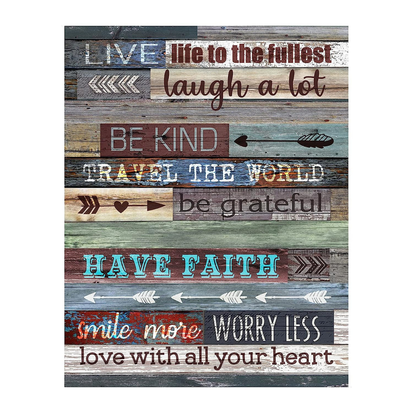 Live Life to the Fullest Inspirational Quotes Wall Art-11x14" Motivational Poster Print w/Replica Wood Design-Ready to Frame. Great Home-Office-School Decor for Inspiration! Printed on Photo Paper.