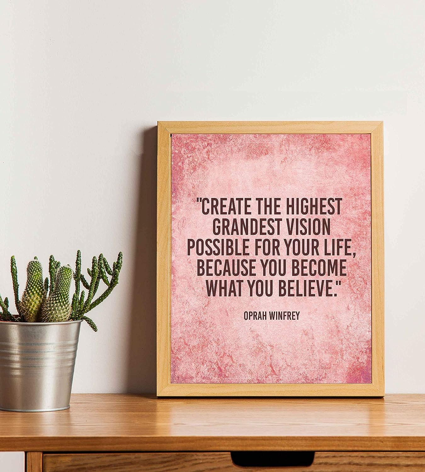 Oprah Winfrey Quotes-"Create Grandest Vision-Become What You Believe" Inspirational Wall Art Print-8 x 10" Modern Poster Print-Ready to Frame. Home-Office-School Decor. Great Gift of Motivation!