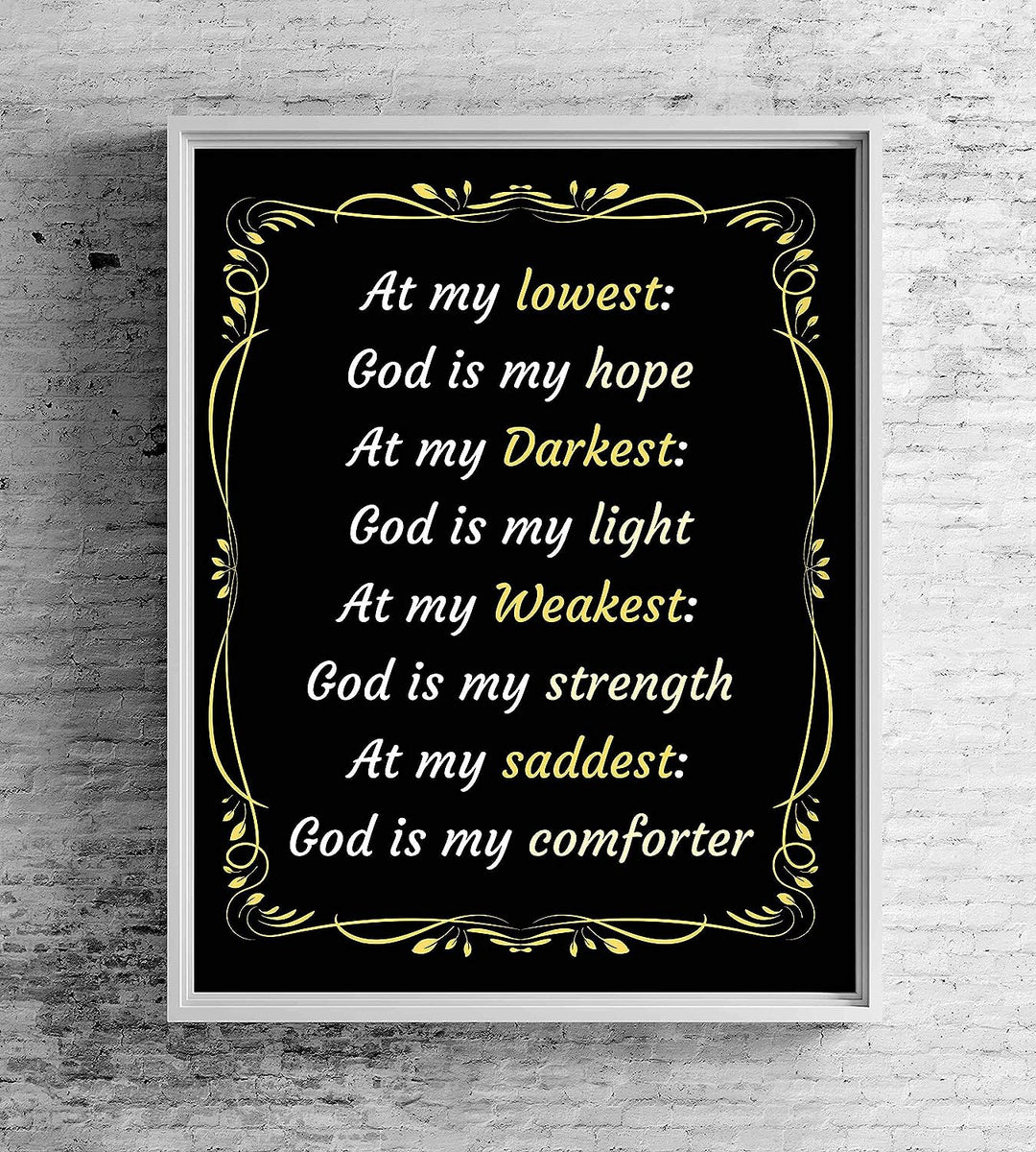 God Is My Hope-Light-Strength-Comforter-Spiritual Wall Art-8 x 10" Modern Typographic Poster Print-Ready to Frame. Inspirational Home-Office-Church D?cor. Great Christian Reminder of God&