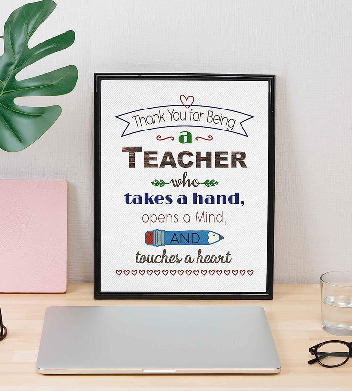 ?Thank You For Being A Teacher?- Uplifting Quotes Wall Art- 8 x 10" Modern Inspirational Poster Print- Ready to Frame. Great Home-Office-Classroom Decor. Perfect Gift of Appreciation &amp; Gratitude!