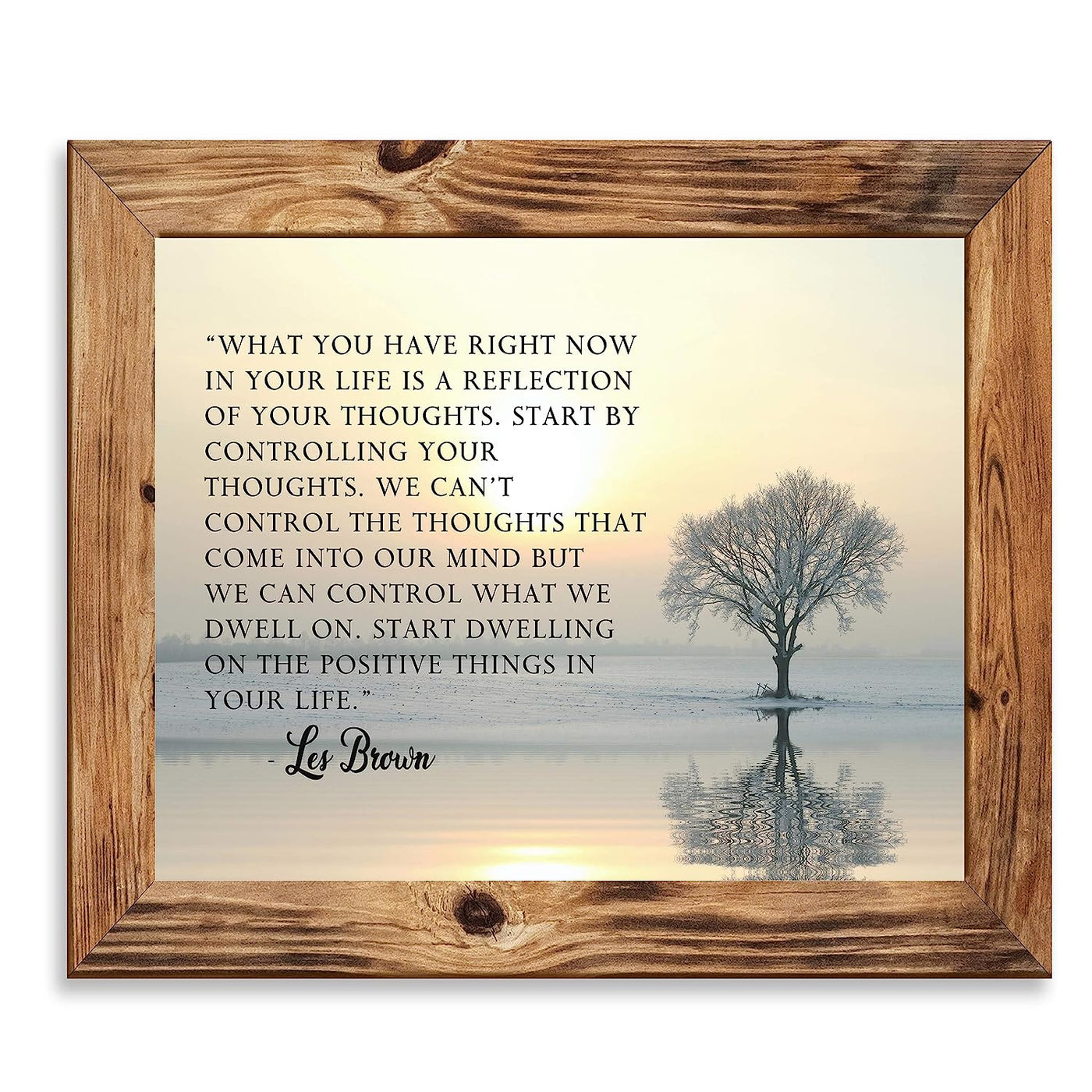 Les Brown Quotes-"What You Have-A Reflection of Your Thoughts" Inspirational Wall Sign -10 x 8" Motivational Wall Art Print w/Winter Tree Image-Ready to Frame. Positive Home-Office-School-Dorm Decor!