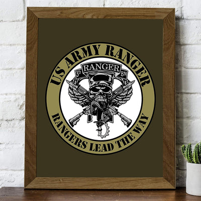 United States Army Ranger"Rangers Lead the Way" Logo -8 x 10"-Military Wall Art Print-Ready to Frame. Patriotic Home-Office-Cave Decor. Great Gift for All Who Served! Display Your Pride-Go Army!