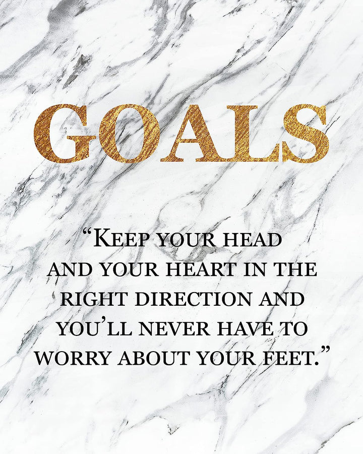 Success Traits &amp; Quotes Wall Art-4 Print Set-8 x 10"s Motivational Art Wall Prints-Ready to Frame. DESIRE-BELIEF-GOALS-ATTITUDE. Gold &amp; Granite Design-Home, Class &amp; Office D?cor. Grad-Executive Gift.