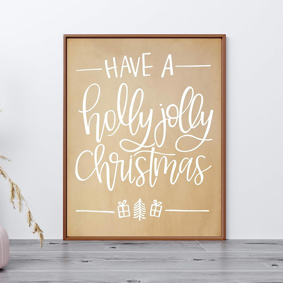 Have A Holly Jolly Christmas Rustic Holiday Wall Art Sign -11 x 14" Christmas Song Art Print -Ready to Frame. Typographic Home-Welcome-Kitchen-Farmhouse Decor. Festive, Merry Decoration for All!