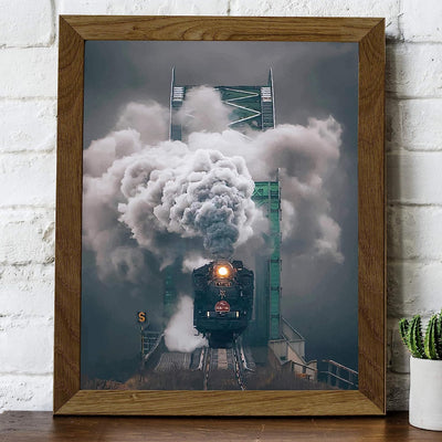 Antique Steam Locomotive Wall Decor Image -8x10" Retro Train Poster Print-Ready to Frame. Railroad Decor for Home-Kids Bedroom-Office-Studio. Perfect Decoration for Game Room-Garage-Man Cave!