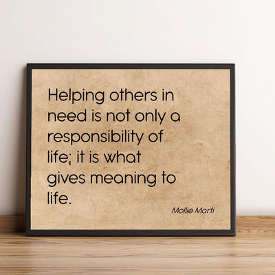 Helping Others In Need-Gives Meaning To Life Inspirational Quotes Wall Art -10x8" Distressed Typographic Poster Print-Ready to Frame. Positive Home-Office-Classroom-Christian Decor! Great Reminder!