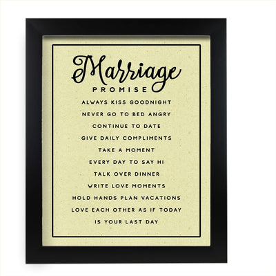 Marriage Promise-Inspirational Wall Art -11 x 14" Love & Marriage Wall Print w/Replica Parchment Design-Ready to Frame. Perfect For Spouse-Life Partners. Great Engagement-Wedding-Anniversary Gift!