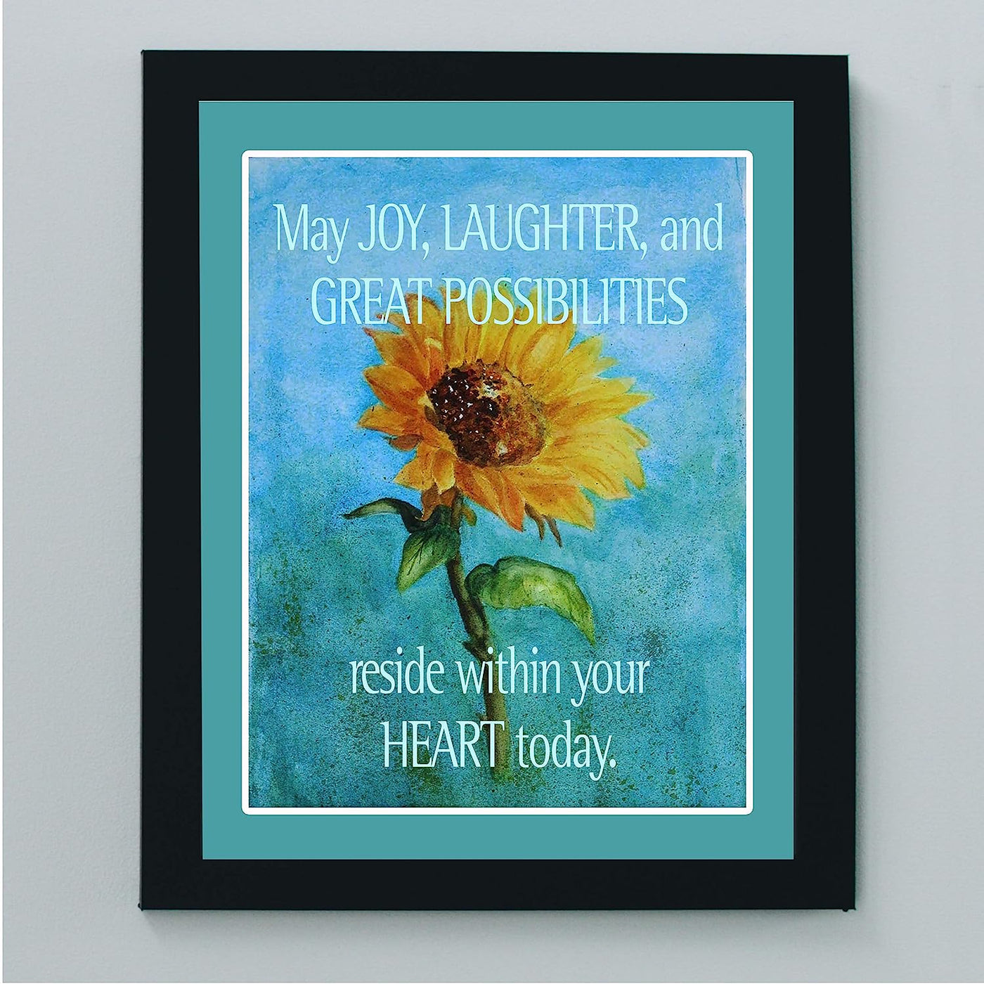 May Joy-Laughter Reside Within Your Heart Inspirational Quotes Wall Art -8 x 10" Modern Floral Poster Print-Ready to Frame. Positive Home-Office-Church-Christian Decor. Great Motivational Gift!