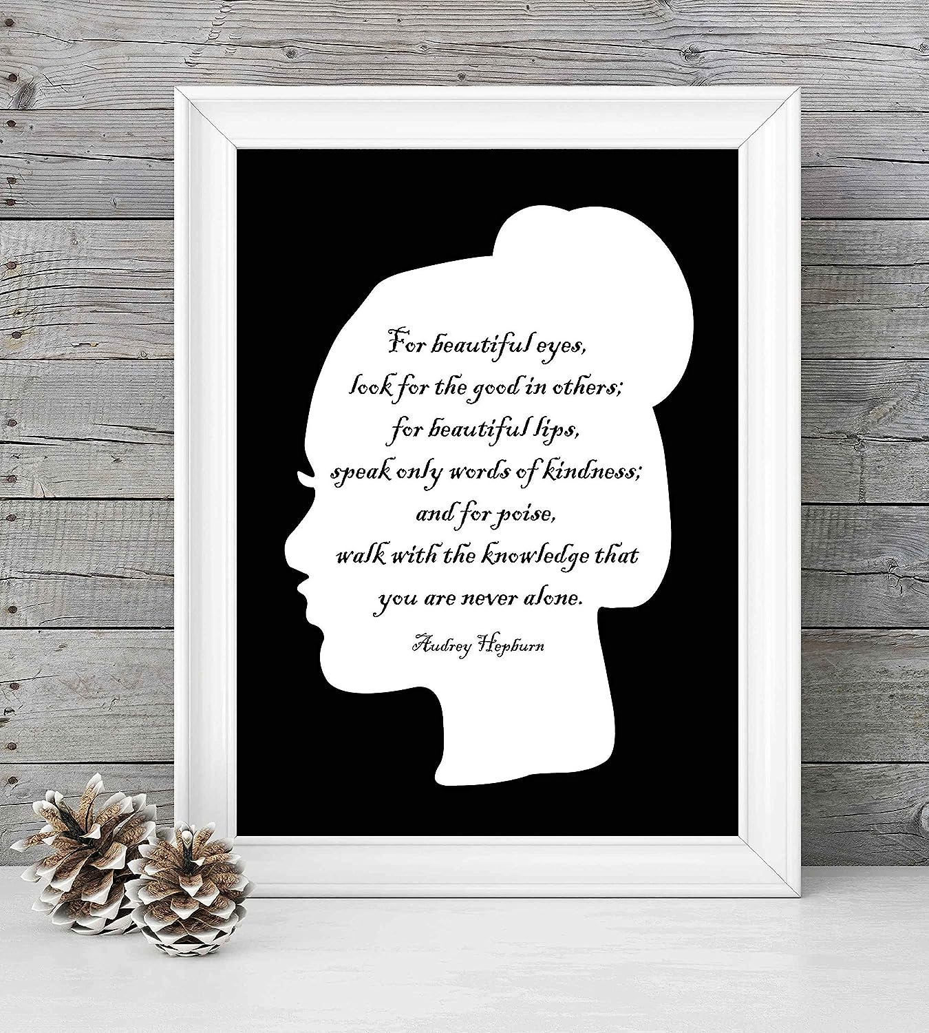 Audrey Hepburn-"Beautiful Eyes Look for the Good in Others"-Inspirational Quotes Wall Art- 8 x 10" Poetic Silhouette Poster Print-Ready to Frame. Home-Bedroom Decor. Perfect for Beauty Salon!