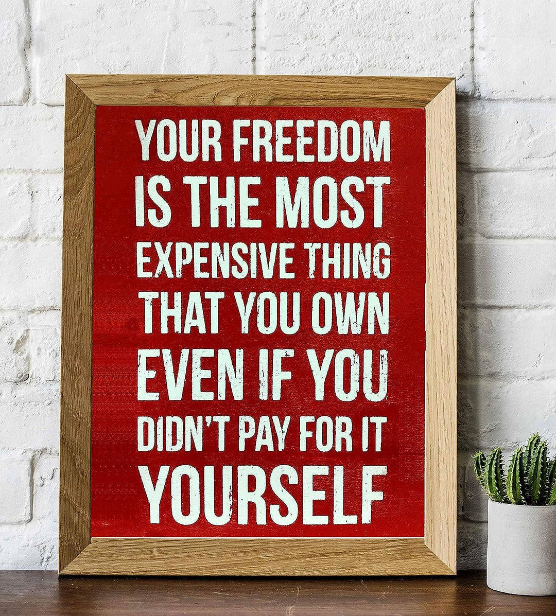 Your Freedom-Most Expensive Thing You Own- 8 x 10" Patriotic Wall Decor-Ready To Frame. Pro-American Poster Print. Rustic Decor for Home-Office-Garage-Bar-Cave. Reminder That Freedom is Not Free!