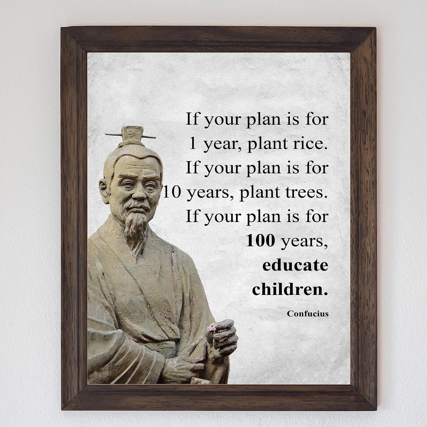 If Your Plan Is For 100 Years-Educate Children Confucius Quotes Wall Art -8 x 10" Motivational Poster Print-Ready to Frame. Inspirational Home-Office-School-Study Decor. Great Gift of Motivation!