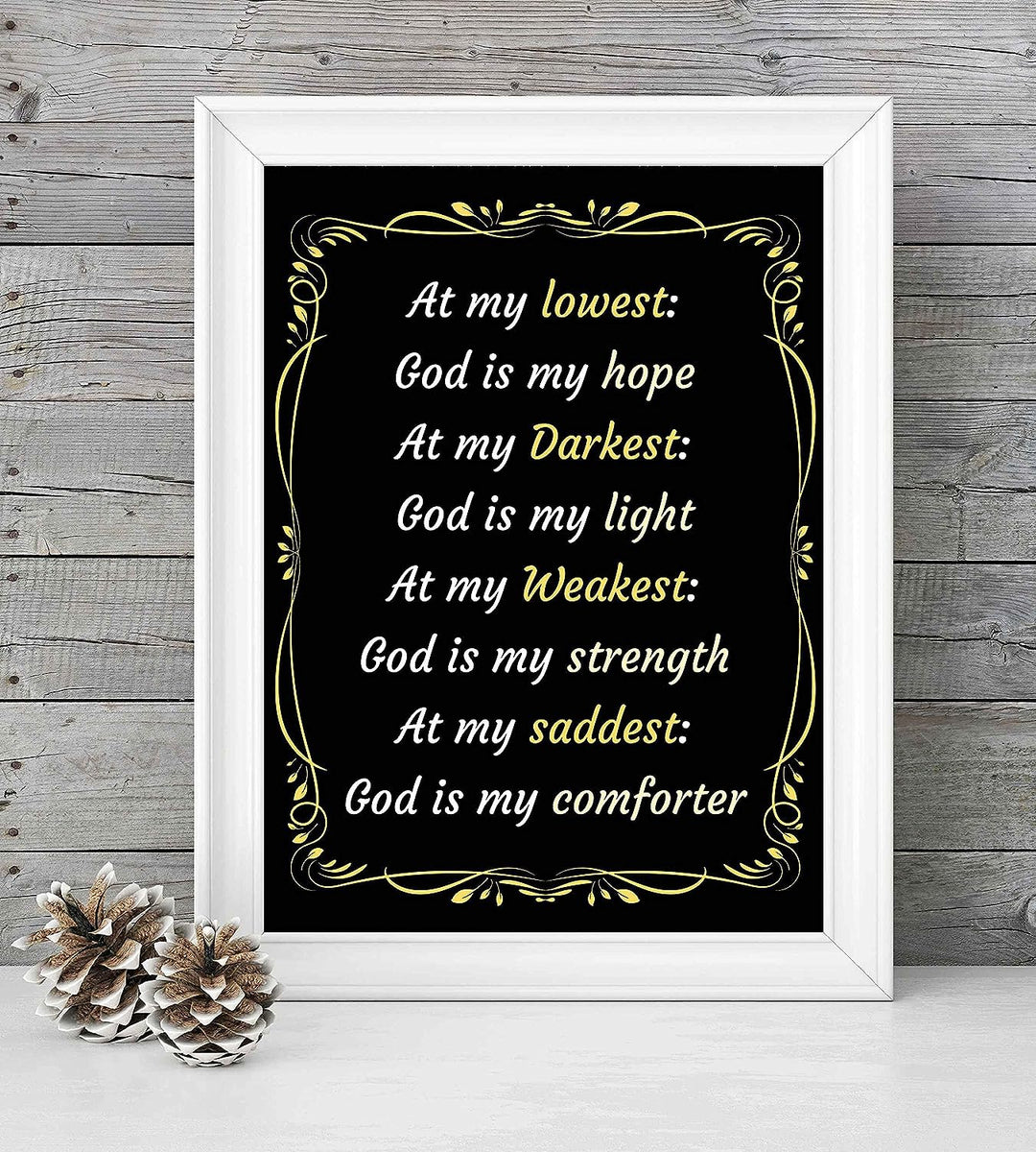 God Is My Hope-Light-Strength-Comforter-Spiritual Wall Art-8 x 10" Modern Typographic Poster Print-Ready to Frame. Inspirational Home-Office-Church D?cor. Great Christian Reminder of God&