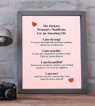 Kickass Woman's Manifesto for an Amazing Life -Inspirational Quotes Wall Art-8 x 10"-Fierce Motivational Wall Print-Ready to Frame. Great Home-Office-Studio-Dorm Decor. Perfect Gift of Motivation!