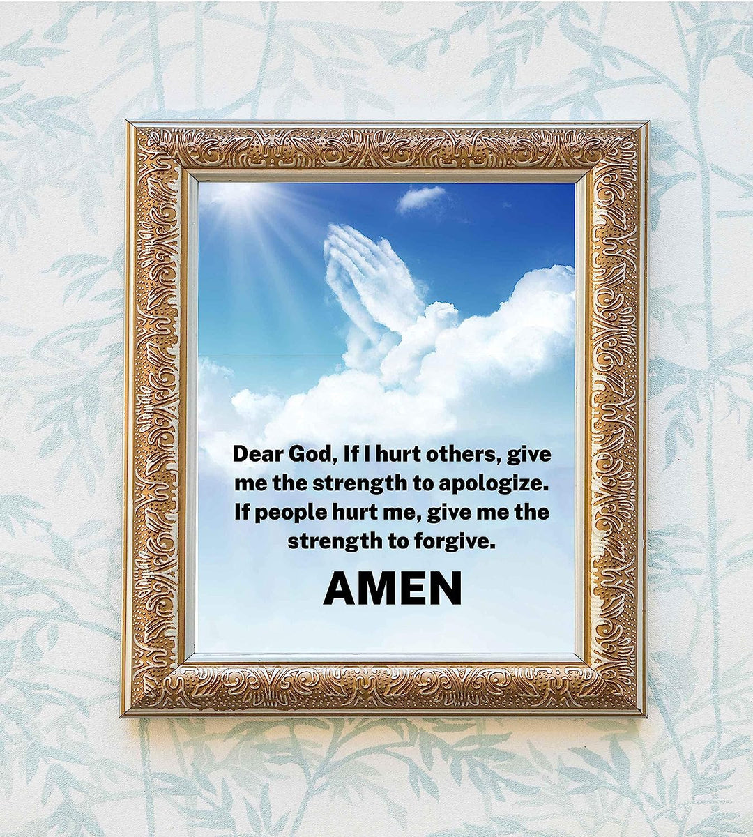 Give Me the Strength to Apologize-Forgive-Christian Prayer Wall Art -8 x 10" Typographic Poster Print-Ready to Frame. Inspirational Home-Office-Church Decor. Great Gift of Faith and Forgiveness!