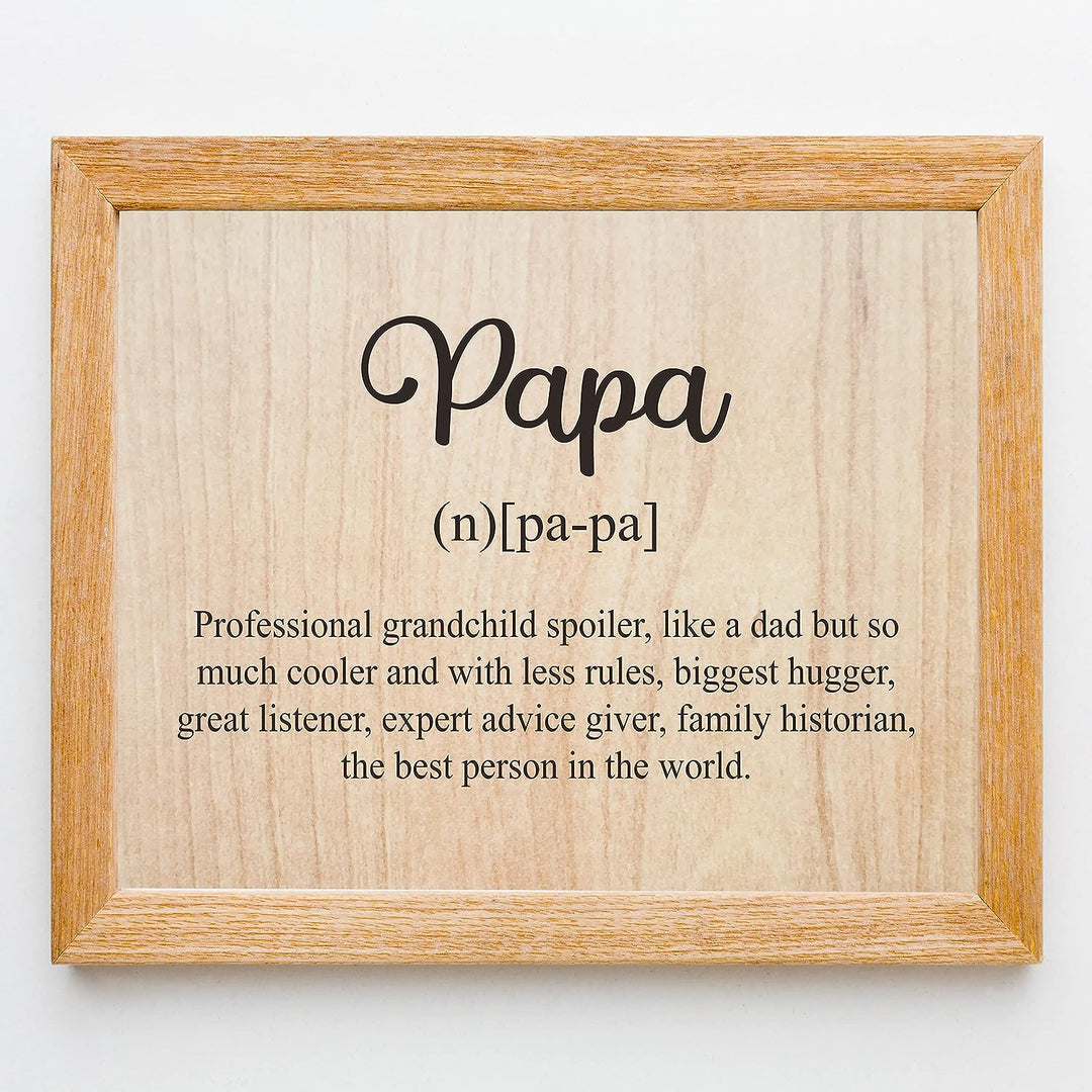 Papa-Like a Dad But So Much Cooler Funny Family Sign-10x8" Rustic Grandparent Wall Print-Ready to Frame. Inspirational Home-Office-Family Room Decor. Great Gift for Grandpa! Printed on Photo Paper.