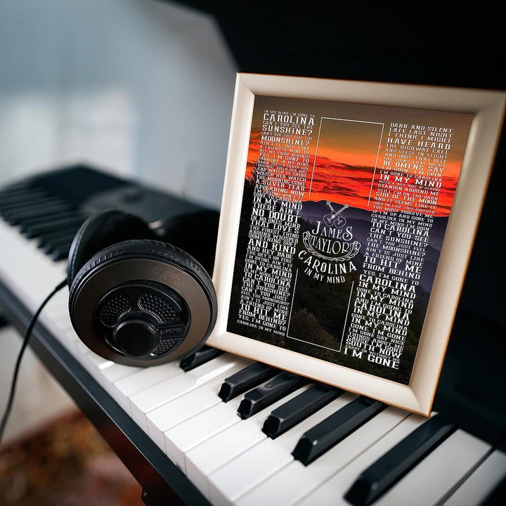 James Taylor-"Carolina In My Mind"-Greatest Hits Wall Sign-11 x 14" Song Art Poster Print-Ready to Frame. Classic Decor for Home-Studio-Bar-Dorm-Cave. Great Gift for All Folk Rock-Country Music Fans!