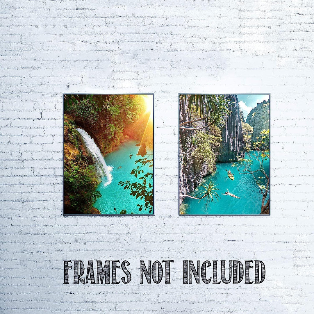 Tropical Waterfall Lagoons- 2 Print Set Wall Art- Matching 8 x 10&