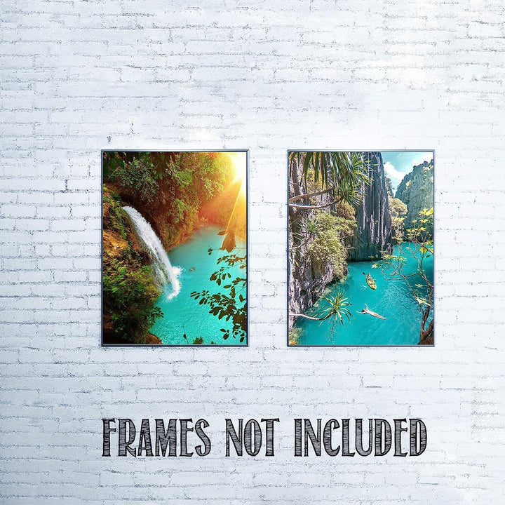 Tropical Waterfall Lagoons- 2 Print Set Wall Art- Matching 8 x 10&