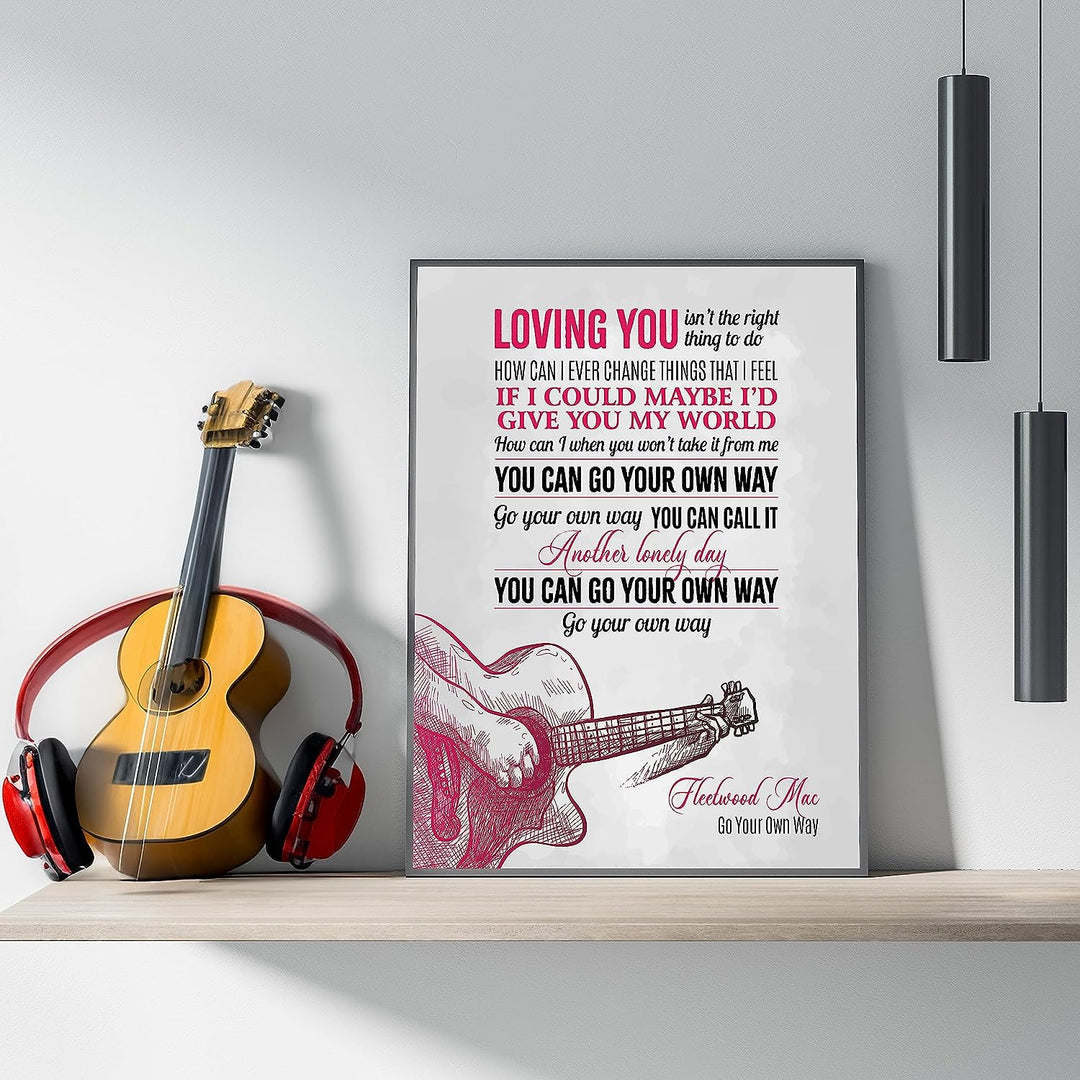 Fleetwood Mac-"You Can Go Your Own Way"-Song Lyrics Wall Art- 11 x 14" Music Lyric Poster Print-Ready to Frame. Home-Studio-Bar-Dorm-Man Cave Decor. Perfect Gift for Fleetwood Mac Fan Collections!