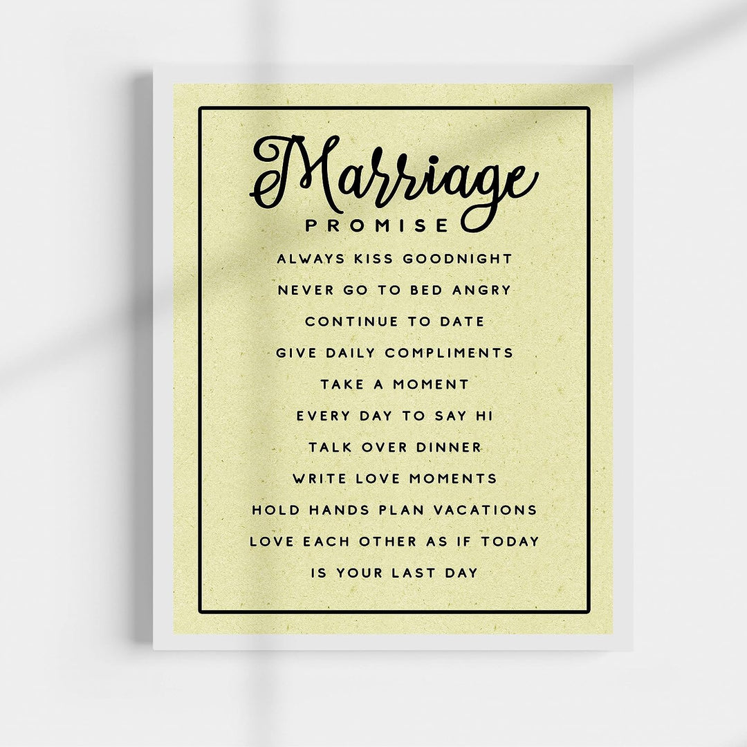 Marriage Promise-Inspirational Wall Art -11 x 14" Love &amp; Marriage Wall Print w/Replica Parchment Design-Ready to Frame. Perfect For Spouse-Life Partners. Great Engagement-Wedding-Anniversary Gift!