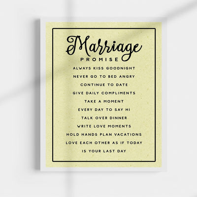 Marriage Promise-Inspirational Wall Art -11 x 14" Love & Marriage Wall Print w/Replica Parchment Design-Ready to Frame. Perfect For Spouse-Life Partners. Great Engagement-Wedding-Anniversary Gift!
