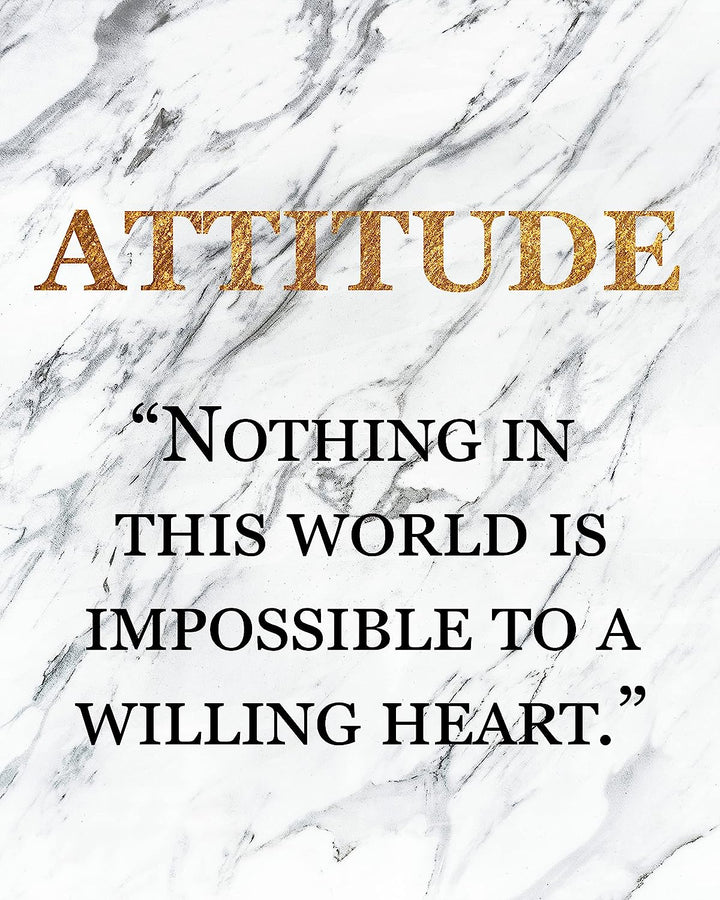Success Traits &amp; Quotes Wall Art-4 Print Set-8 x 10"s Motivational Art Wall Prints-Ready to Frame. DESIRE-BELIEF-GOALS-ATTITUDE. Gold &amp; Granite Design-Home, Class &amp; Office D?cor. Grad-Executive Gift.