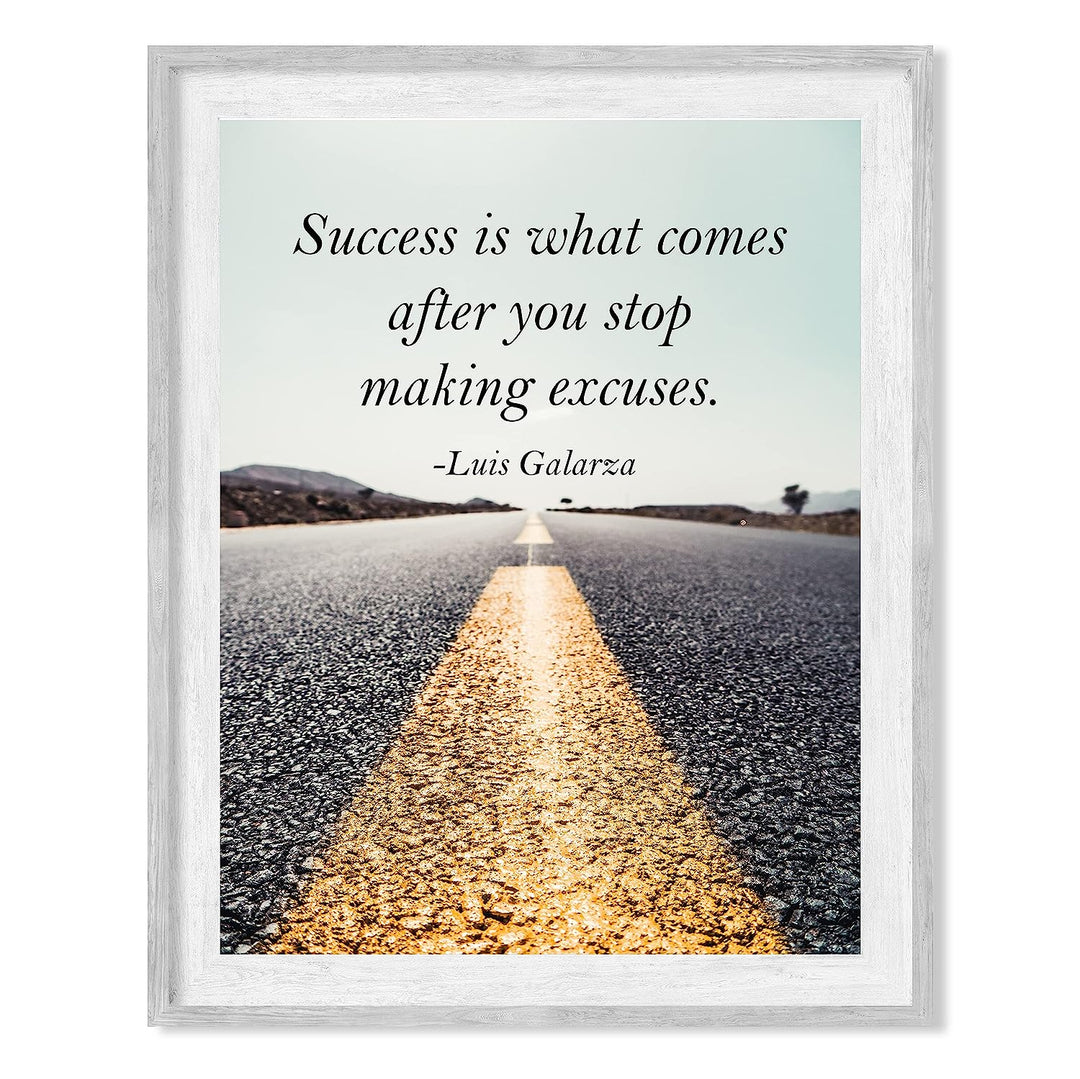 Success Comes After You Stop Making Excuses Motivational Wall Decor-8 x 10" Typographic Highway Photo Print -Ready to Frame. Inspirational Home-Office-Work-Gym Decor. Great Gift of Motivation!