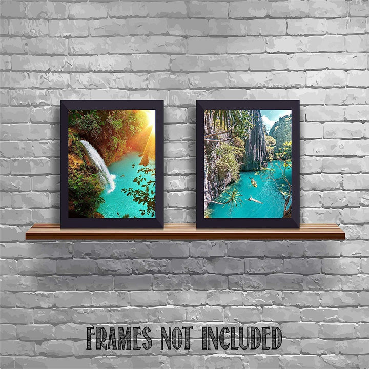 Tropical Waterfall Lagoons- 2 Print Set Wall Art- Matching 8 x 10&