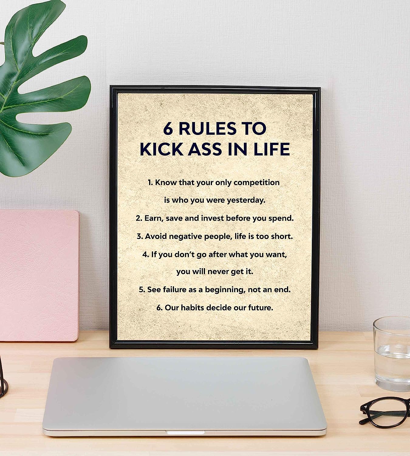 Six Rules to Kick Ass in Life-Inspirational Wall Art-8 x 10" Fierce Motivational Poster Print-Ready to Frame. Home-Office-Studio-Dorm Decor. Perfect Desk & Cubicle Sign. Great Gift of Motivation!