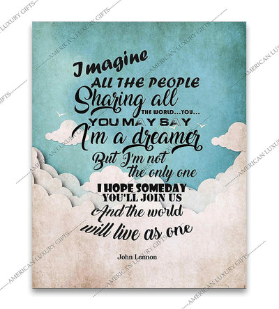 John Lennon-"Imagine All the People-You May Say I'm A Dreamer"-Song Lyrics Wall Art-8 x 10" Art Print Ready to Frame. Modern Home-Office-Studio Decor. Perfect Gift for Musicians and All Beatles Fans!