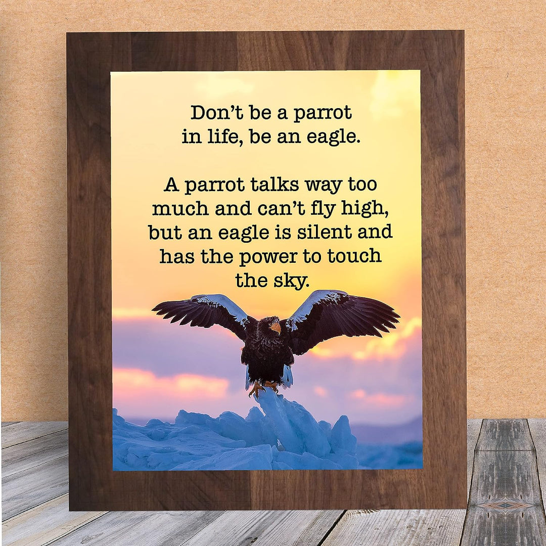Be An Eagle-Silent &amp; Powerful Motivational Wall Art -8 x 10" Typographic on Eagle Photo Print-Ready to Frame. Inspirational Decor for Home-Office-Studio-School-Gym. Great Sign for Motivation!