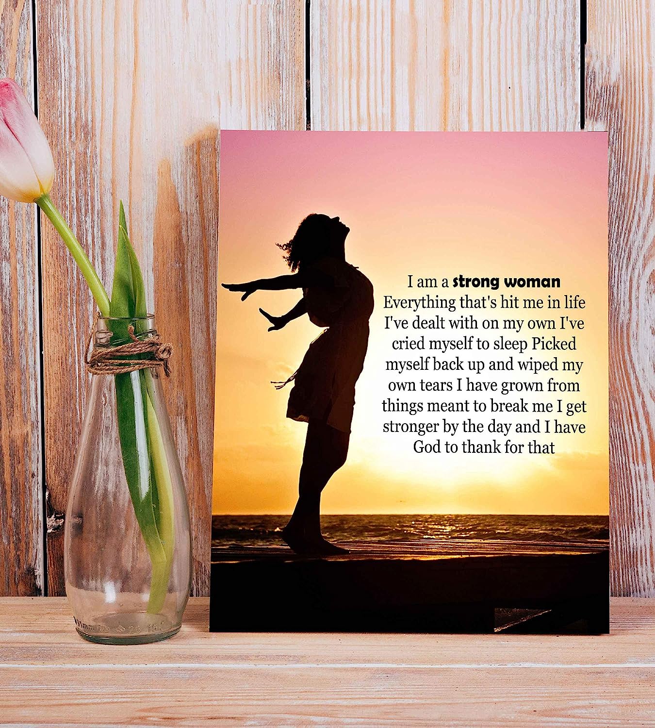 I Am A Strong Woman-I Have God To Thank For That Inspirational Quotes Art Print-8 x 10" Fierce Motivational Wall Sign-Ready to Frame. Ideal Home-Office-Dorm-School Decor. Great Gift of Motivation!