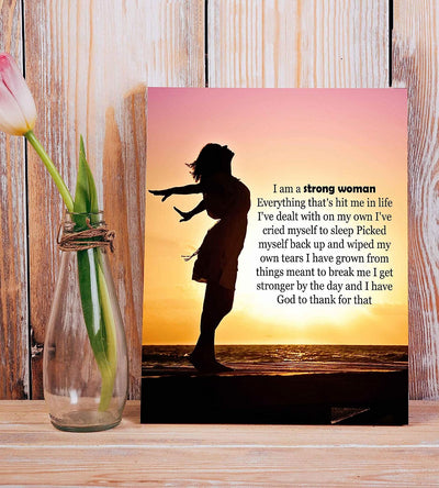 I Am A Strong Woman-I Have God To Thank For That Inspirational Quotes Art Print-8 x 10" Fierce Motivational Wall Sign-Ready to Frame. Ideal Home-Office-Dorm-School Decor. Great Gift of Motivation!